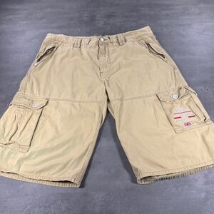 Coogi Cargo Shorts Mens 40 Tan Khaki Yacht Club Embroidered Baggy Y2K Streetwear